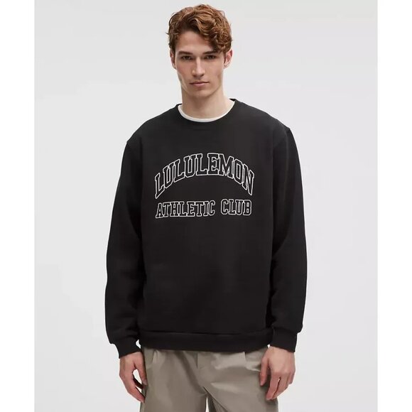 Lululemon Mens Steady State Crew Sweatshirt XXL Black Fleece Athletic Graphic - Picture 1 of 2